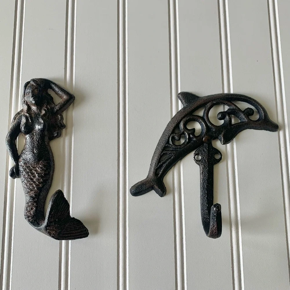 Coastal Cast Iron Wall Hooks Set